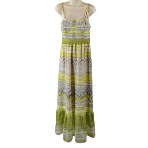 American Eagle Outfitters Green and Gray Patterned Maxi Dress